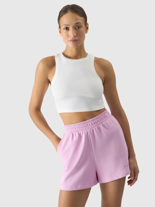 Dámský crop top slim 4F - krémový Velikost: XXL