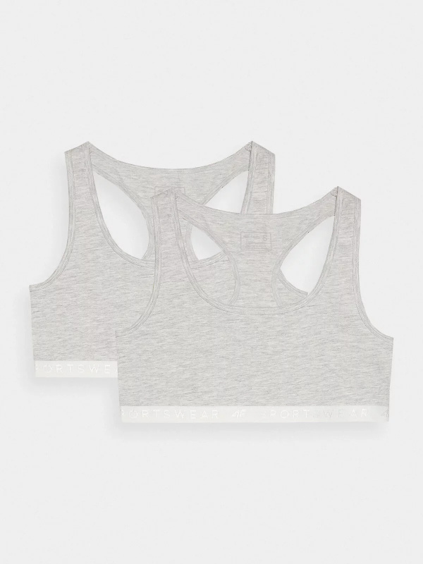 Dámská bavlněná podprsenka pro každodenní nošení 4F (2 Pack) - šedá Velikost: XL