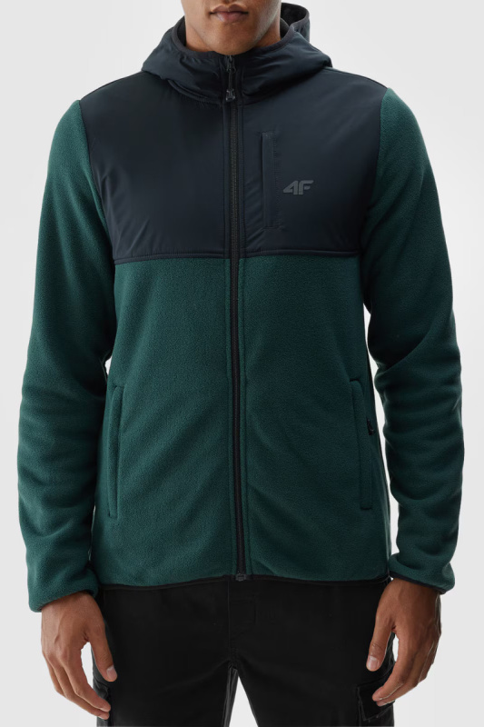 Pánský Polar S Kapucí Regular 4FWAW24TFLEM269-40S Tmavě Zelená 3XL