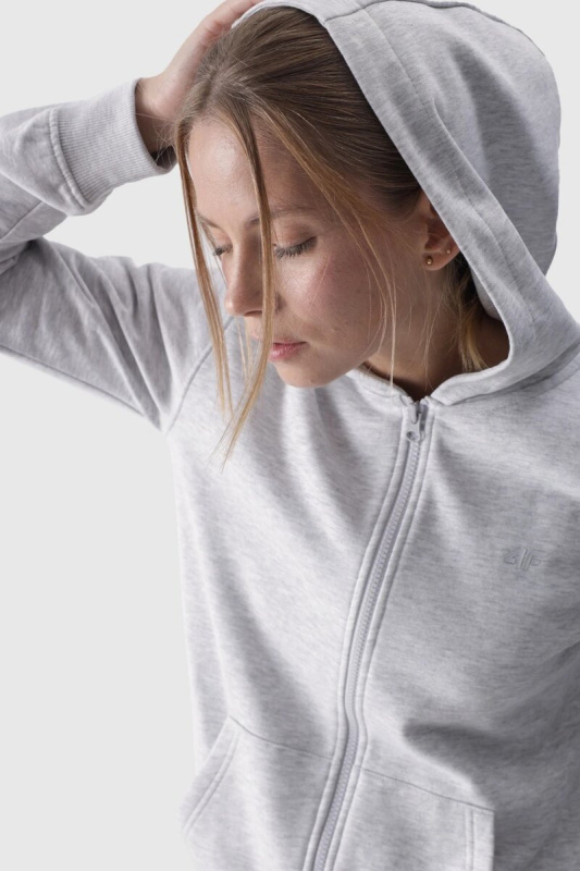 Dámská Mikina S Kapucí Rozepínací Bavlněná 4F Šedá 4FWMM00TSWSF1467-27M XS