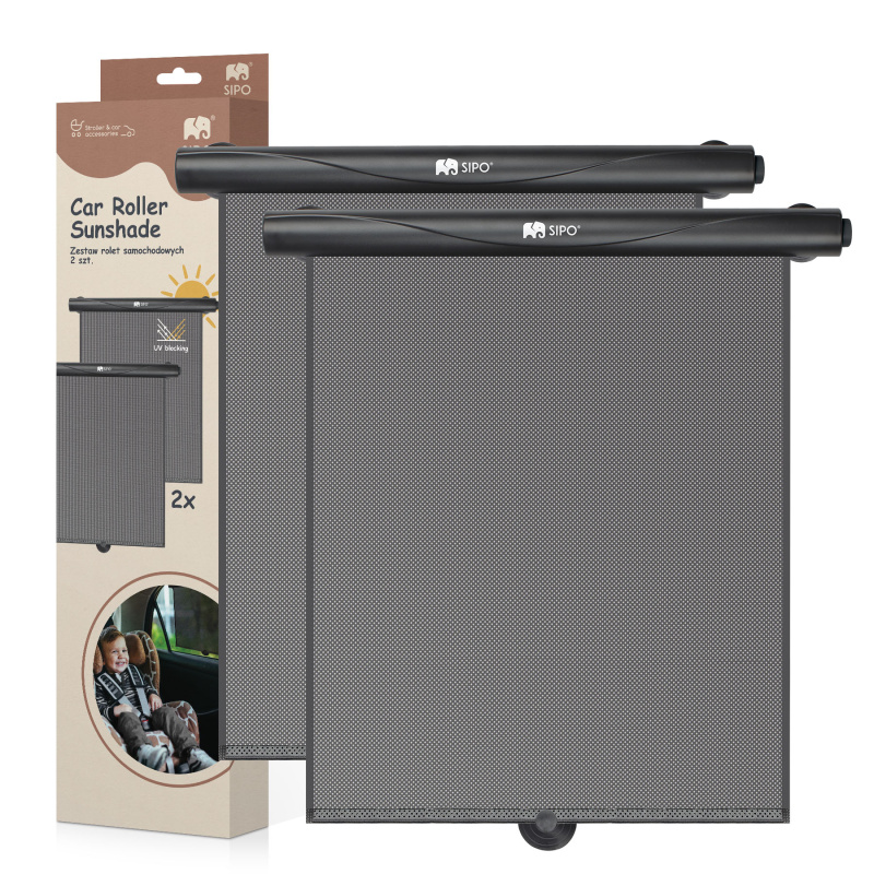 Sipo Sluneční clona roleta, 2ks, černá