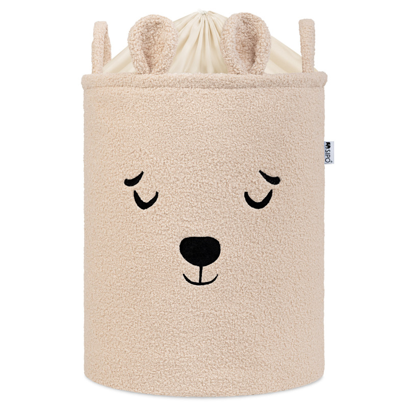 Sipo Koš na hračky Premium Bouclé se šňůrkou / 43 l, Bear (Beige)