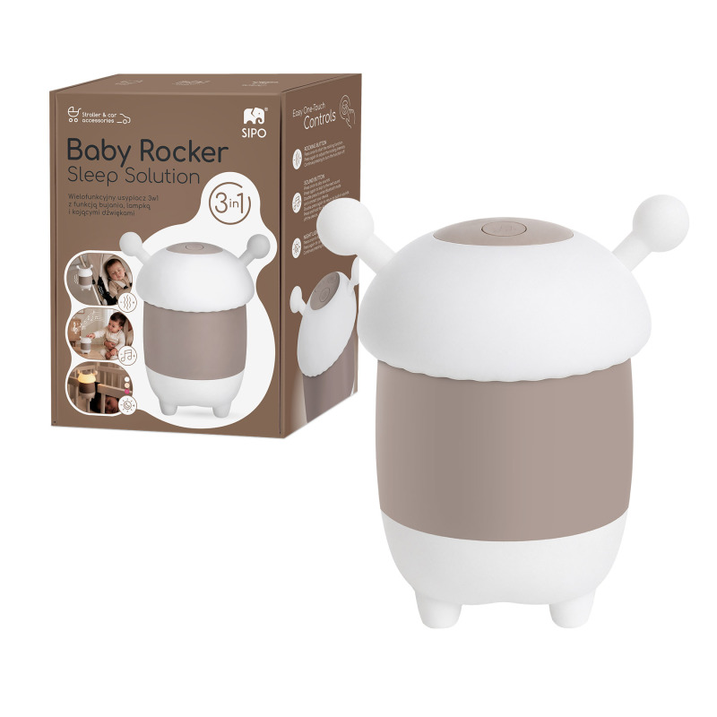 Sipo Houpadlo kočárku BABY ROCKER 3v1 s nočním světýlkem a uklidňujícími zvuky, VČELKA