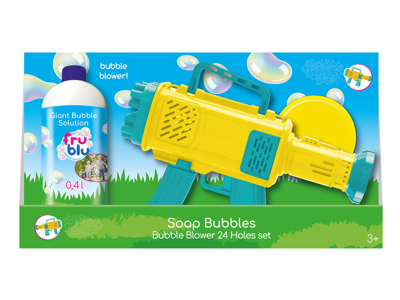 Bublifuková pistole žlutomodrá + náplň 0,4L