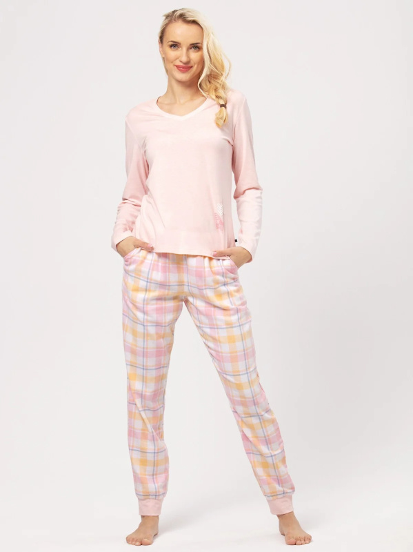 Klíč LNS 664 B24 Flanel S-XL dámské pyžamo pudrově růžová M