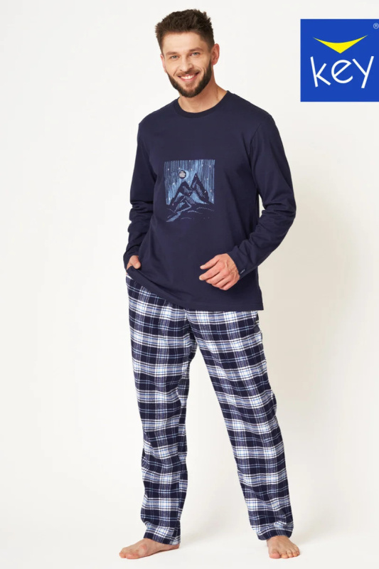 Pánské pyžamo  MNS 412 B24 tmavě modré - Key 2XL