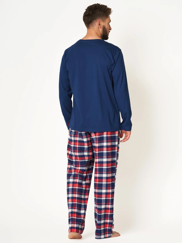 Pyžamo Key MNS 613 B24 Flanel M-2XL pánské tmavě modrá M
