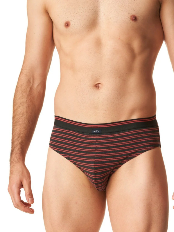 Pánské slipy Key MPP 321 B24 A'2 M-2XL černo-červená M
