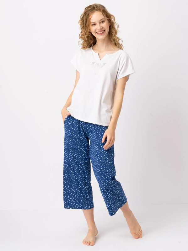 Pyžamo Key LNS 623 A25 kr/r S-XL bílo-zelená S