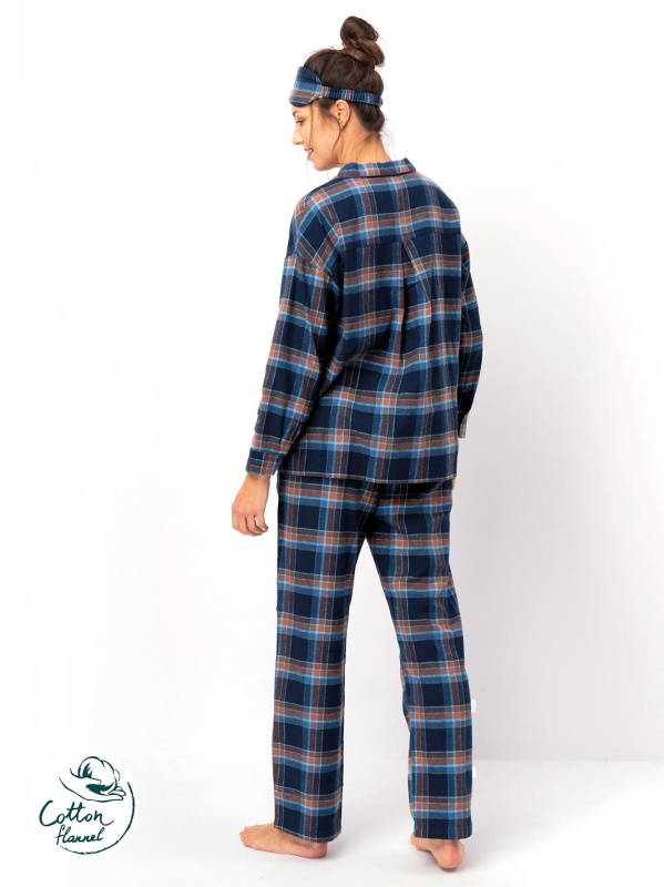 Pyžamo Key LNS 431 B25 long/r S-XL dámské rozepínací tmavě modrá M