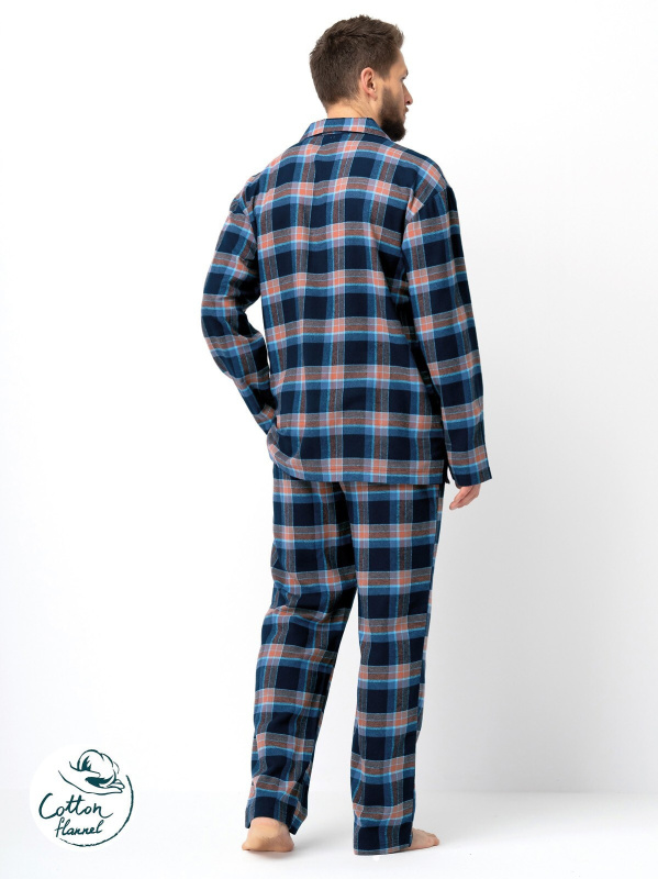 Pyžamo Key MNS 431 B25 dl/r M-2XL rozepínací pánské tmavě modrá XXL