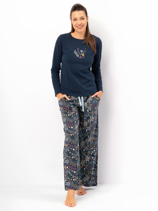 Pyžamo Key LNS 571 B25 long/r S-XL dámské tmavě modrá S