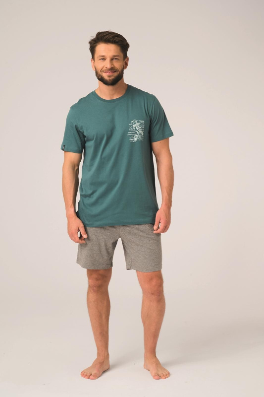 Pánské pyžamo Key MNS 741 A26 cr/r M-2XL mořsky šedá XXL