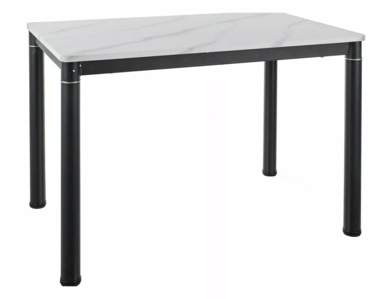 Jídelní stůl DAMAR 110x70 cm – bílá deska s mramorovým efektem / černá kovová konstrukce