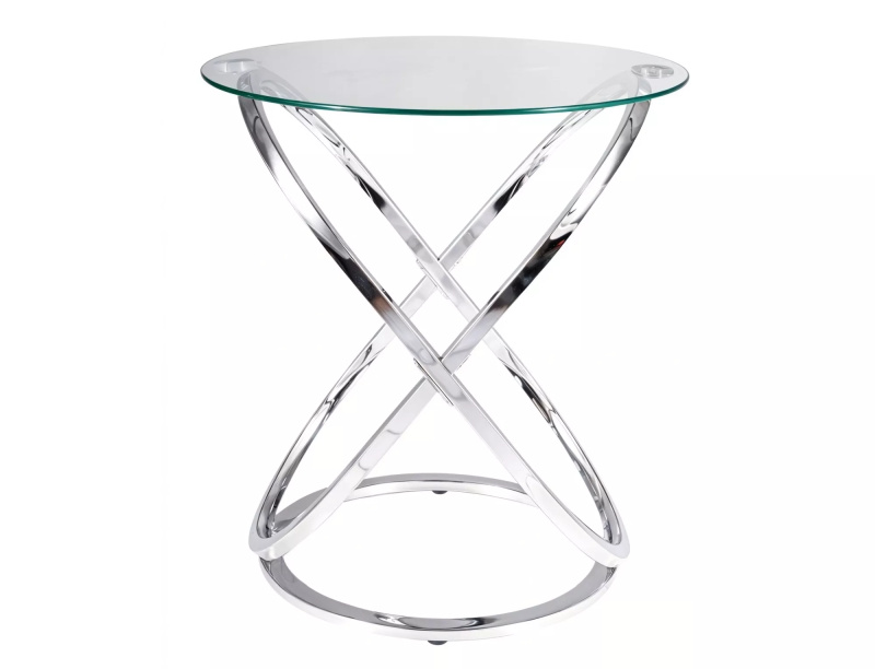 Konferenční stolek EOS C průměr 50 cm – čiré sklo / chrom