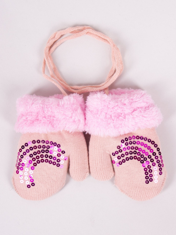 Dětské dívčí rukavice s jedním prstem, dvouvrstvé, červené RED-0111G-AA10-002