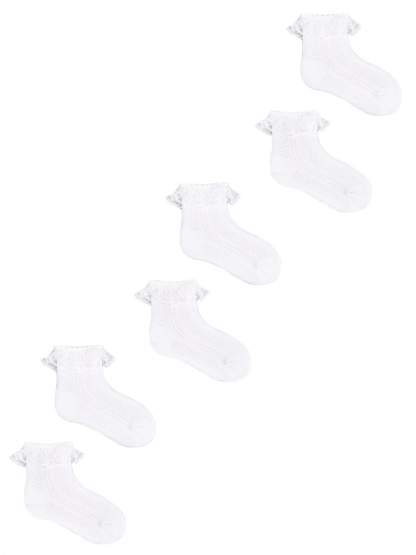 Dívčí ponožky s volánkem 3Pack SKL-0009G-0100 bílé - Yoclub 5-6 cm