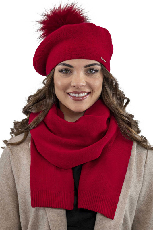 Baret a šála Vivisence 7035Kmpl Barva: Červená, Velikost: UNI