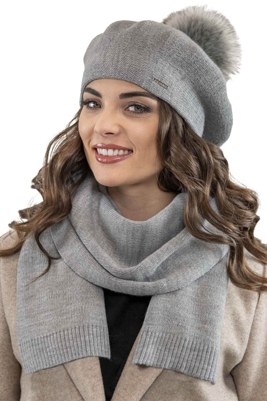 Baret a šála Vivisence 7035Kmpl Barva: Šedá, Velikost: UNI