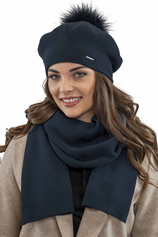 Baret a šála Vivisence 7035Kmpl Barva: Modrá - tmavě, Velikost: UNI