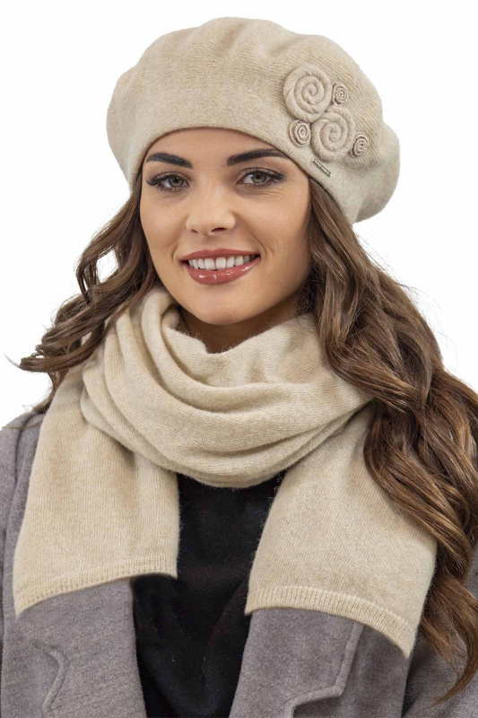 Baret a šála Vivisence 7037Kmpl Barva: Béžová, Velikost: UNI