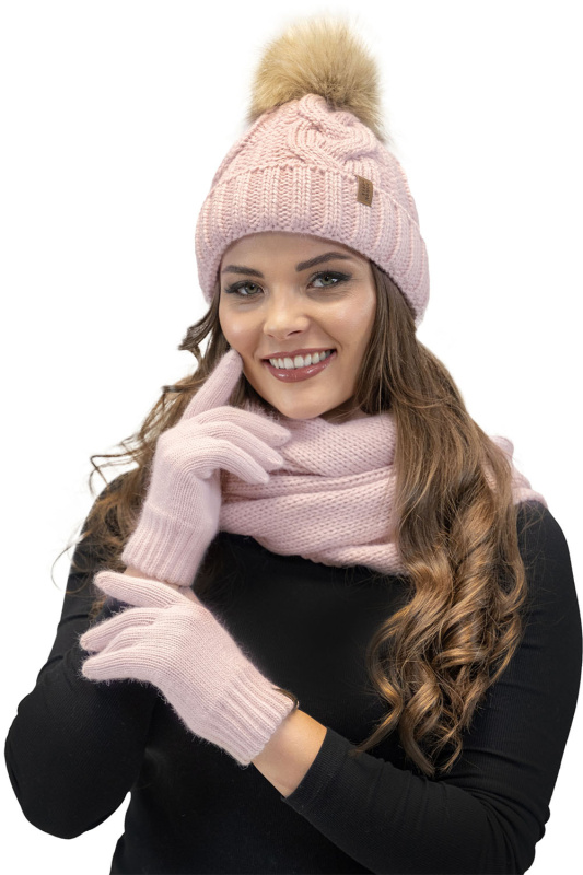 Komplet Vivisence 7014 Kmpl+R čepice, šála, rukavice Barva: Růžová, Velikost: UNI