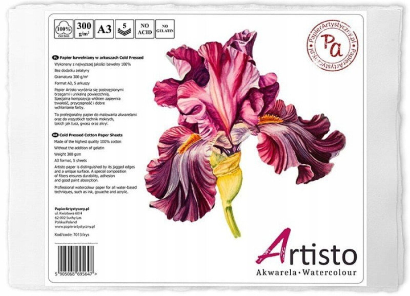 Bavlnený papír na akvarel Maestro 300 g Iris