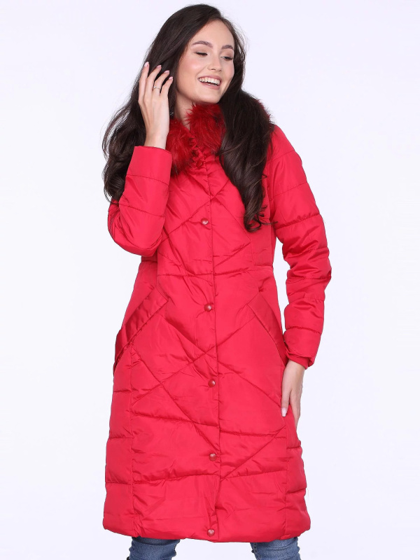 Dámský kabát BLH818025F Červený - PERSO XXL