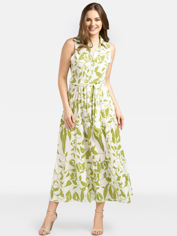 Dámské dlouhé šaty bez rukávů s vázačkou