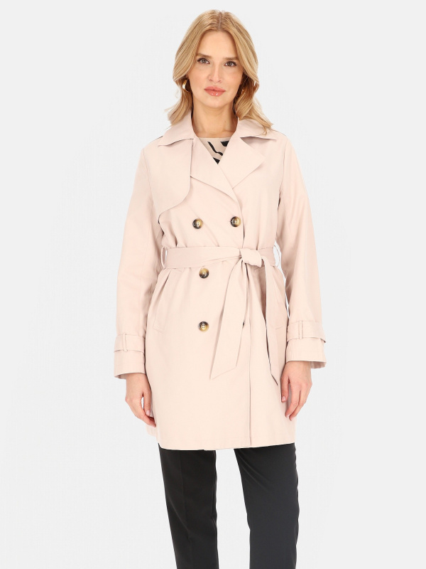 Dvouřadý dámský trenčkot s páskem