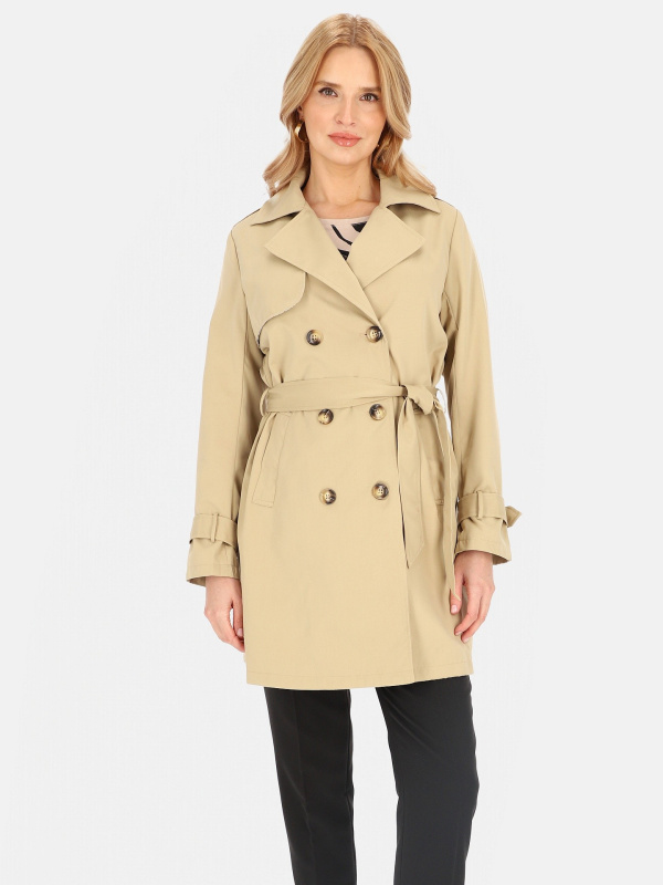 Dvouřadý dámský trenčkot s páskem