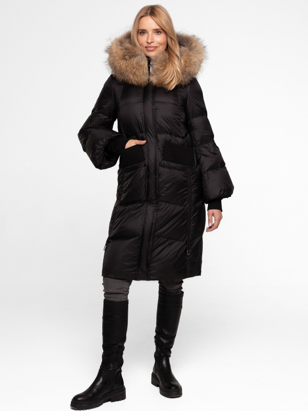 Dámská prošívaná bunda s kožešinovým lemem