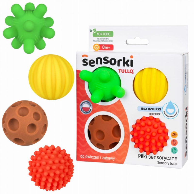 TULLO Senzorické kuličky 4 ks Bez otvoru