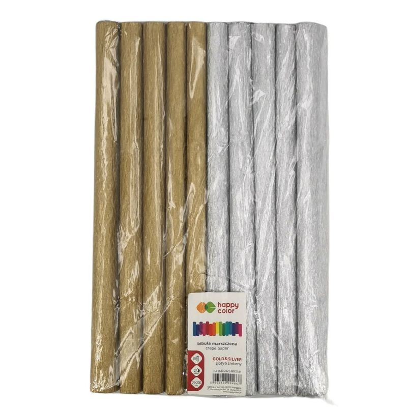 Krepový papír sada - zlato stříbrný mix (10ks)