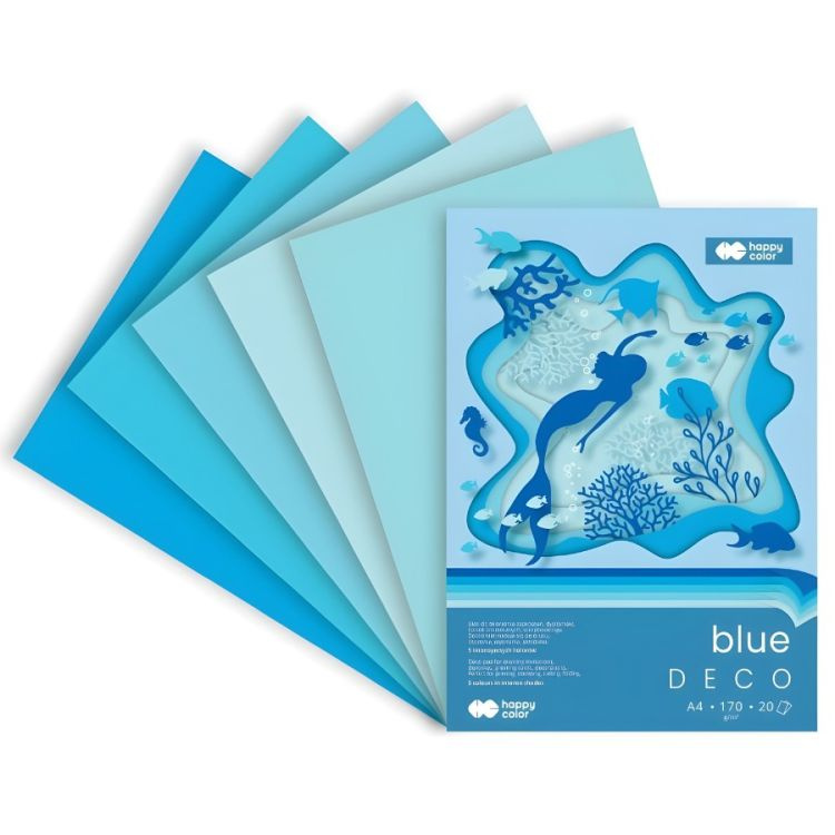 Blok s barevnými papíry A4 Deco 170 g - modré odstíny KALIA paper, s.r.o.