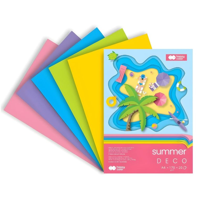 Barevné papíry A4 170g, 5 barev SUMMER, 20ls