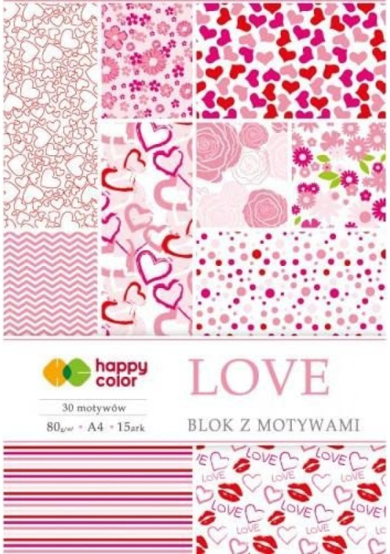 Blok se vzorovanými papíry A4 - Love 80 g KALIA paper, s.r.o.