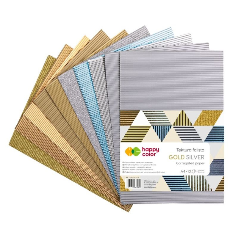 Vlnitý papír A4 sada zlatý a stříbrný mix (10ks)
