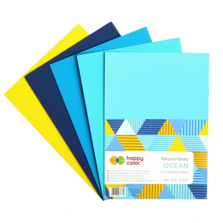 Vlnitý papír A4 sada modrý mix (5ks)