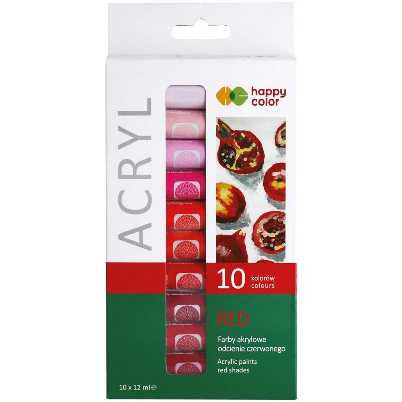 Akrylové barvy Happy Color sada - červená (10x12ml)