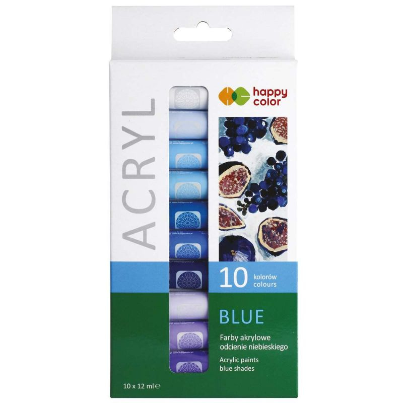 Akrylové barvy Happy Color sada - modrá (10x12ml)