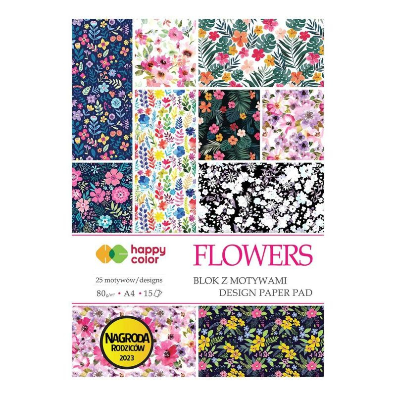 Sada jednostranných papírů Flowers (80g/m2,15 listů) A4