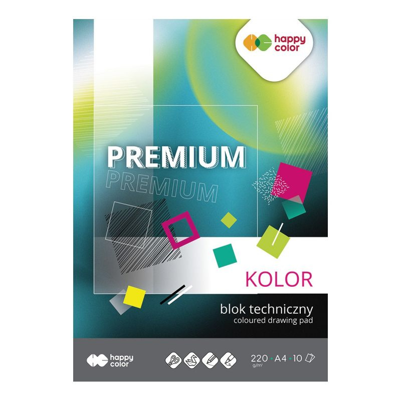 Skicák technický Premium mix barev (220g/m2, 10 listů) A4