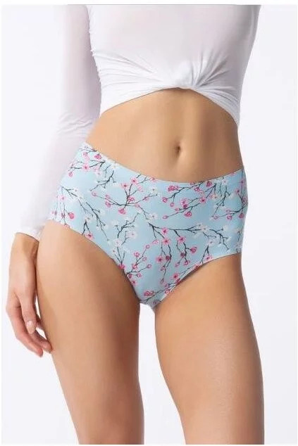 Dámské kalhotky Simple Maxi Sakura Světle modrá  vzor - Julimex světle modrá S