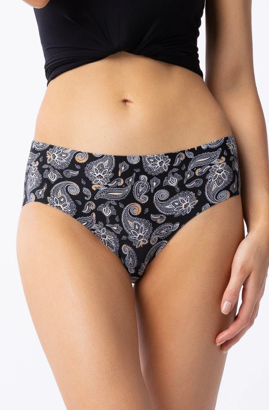 Dámské kalhotky Paisley Simple Classic  černé se vzorem - Julimex  XL
