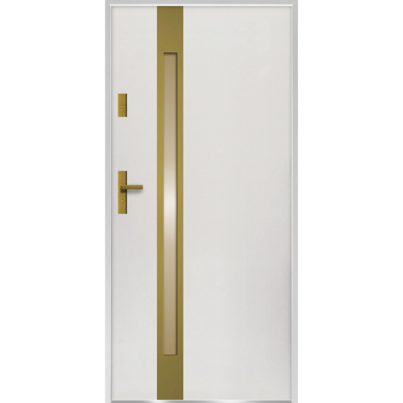O.K. DOORS Ocelové vchodové dveře TEMIDAS INOX GOLD P55 bílé 90 P