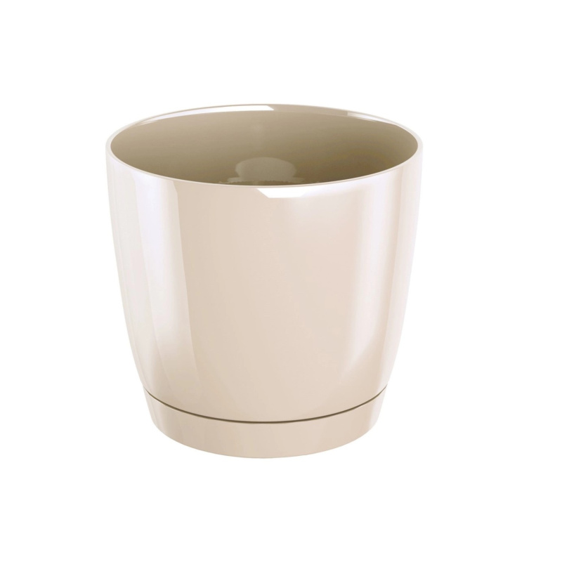 Prosperplast Květináč COUBI ROUND P s miskou, krémový, pr. 13,5 cm