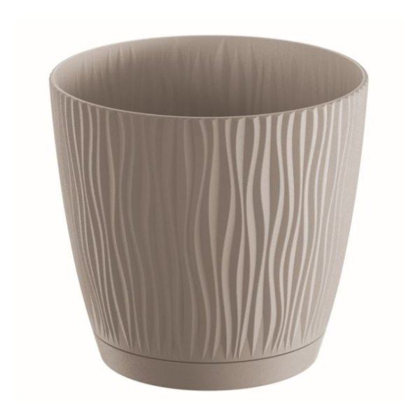Prosperplast Květináč SANDY s miskou 18,8 cm - šedý kámen