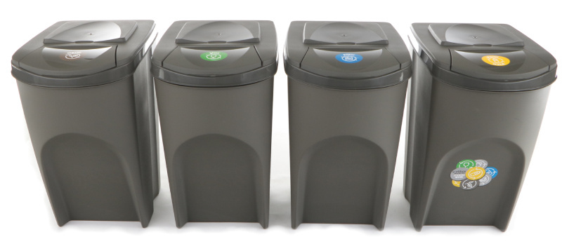 Prosperplast Odpadkový koš SORTIBOX 4 x 35 l šedý