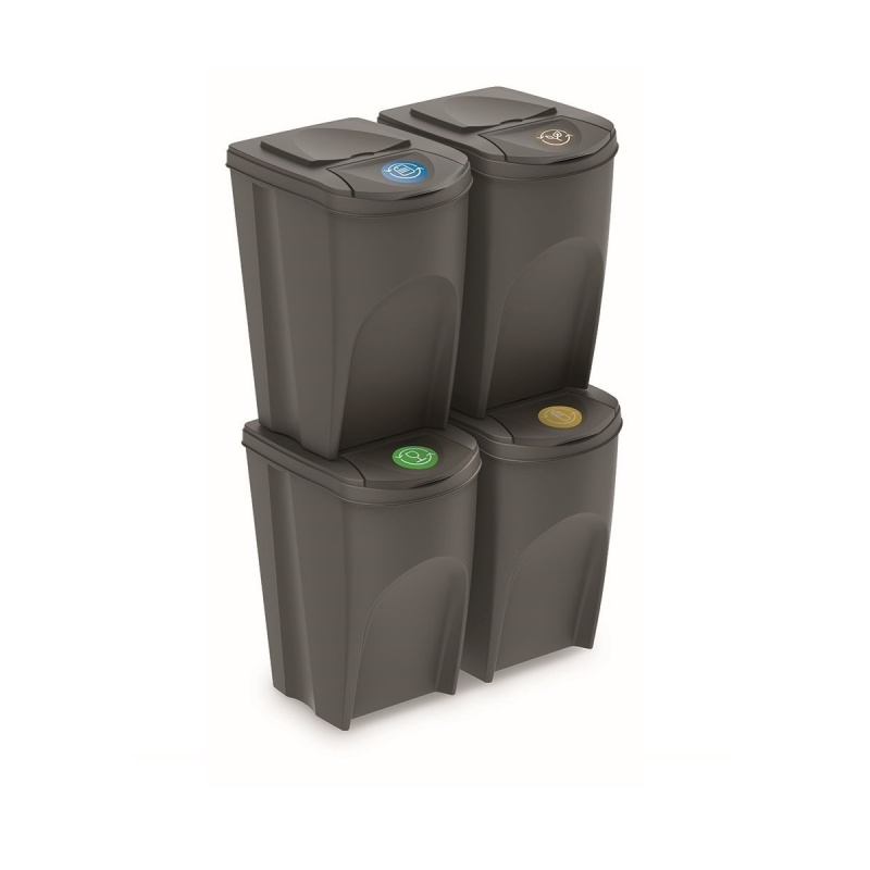 Prosperplast Odpadkový koš SORTIBOX 4 x 35 l šedý